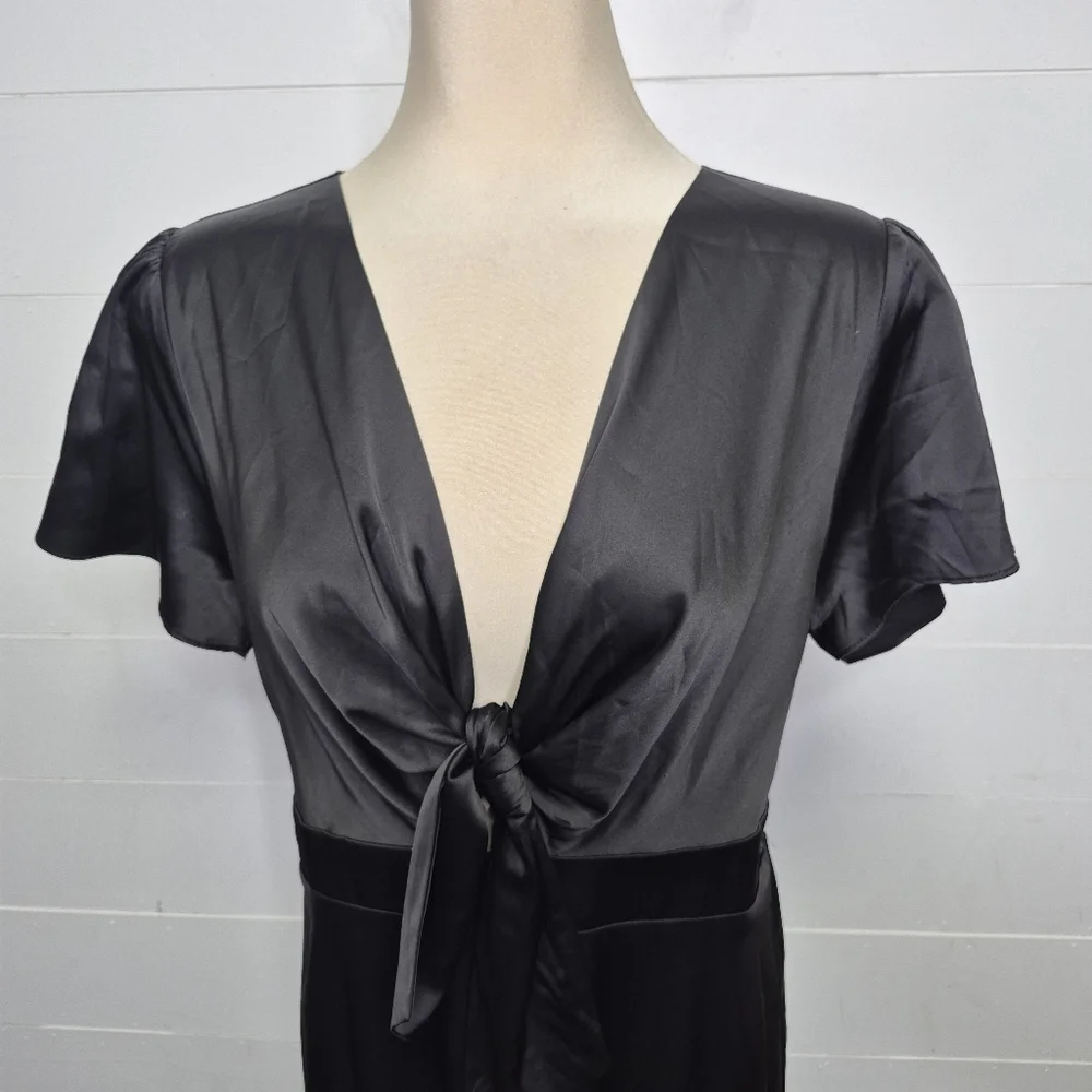 Baltic Born Poppy Satin Tie Front Midi Dress Size XL - Picture 4 of 13